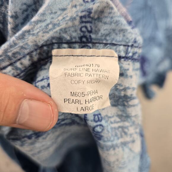 Jams World Shirt Mens Large Blue Pearl Harbor Navy Print Short Sleeve USA Hawaii - Picture 4 of 10